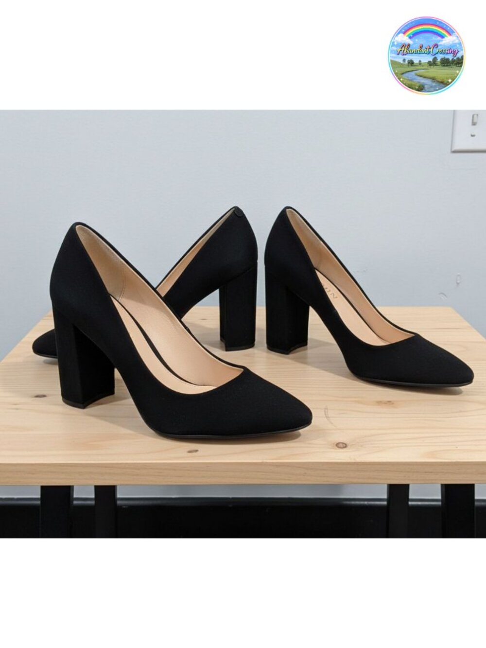 Nine West Astoria Block Heel Pump Pointed Toe Suede Comfort Work